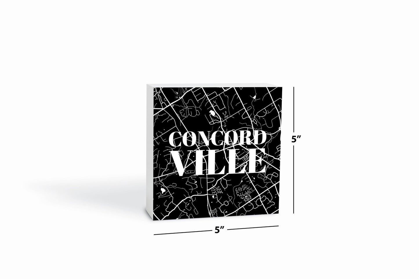 Minimalistic B&W Pennsylvania Concordville Map | Wood Block | Eaches | Min 4