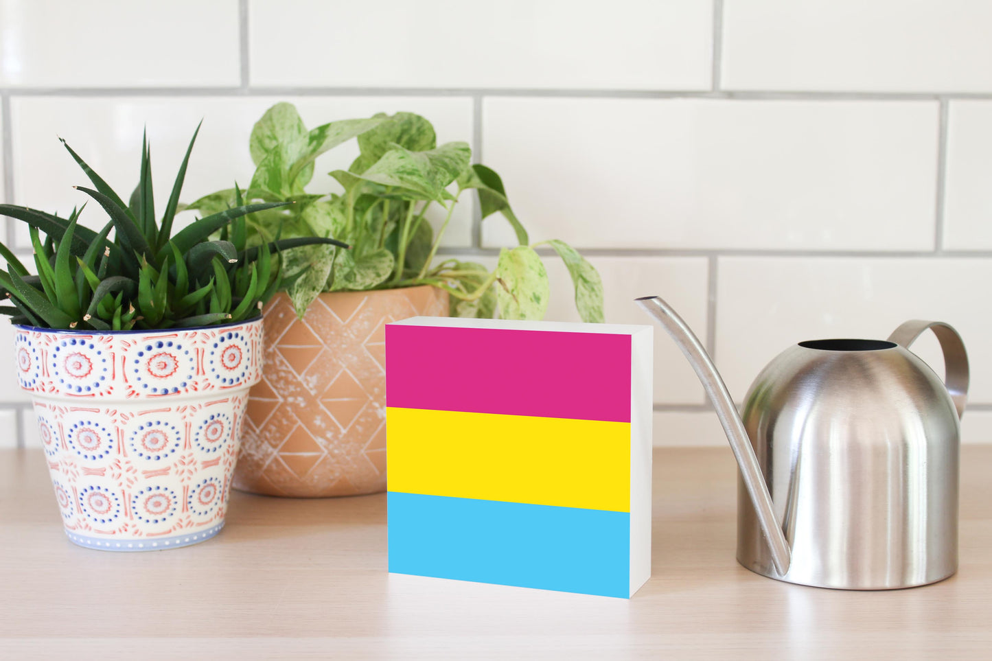 Pansexual Pride Flag Colors | Wood Block | Eaches | Min 4