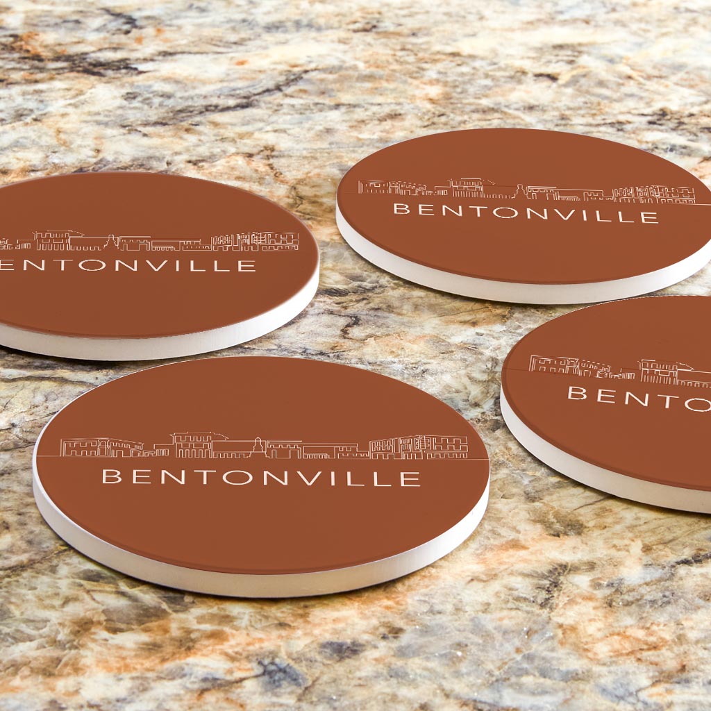 Modern Minimalist Arkansas Bentonville Skyline | Absorbent Coasters | Set of 4 | Min 2