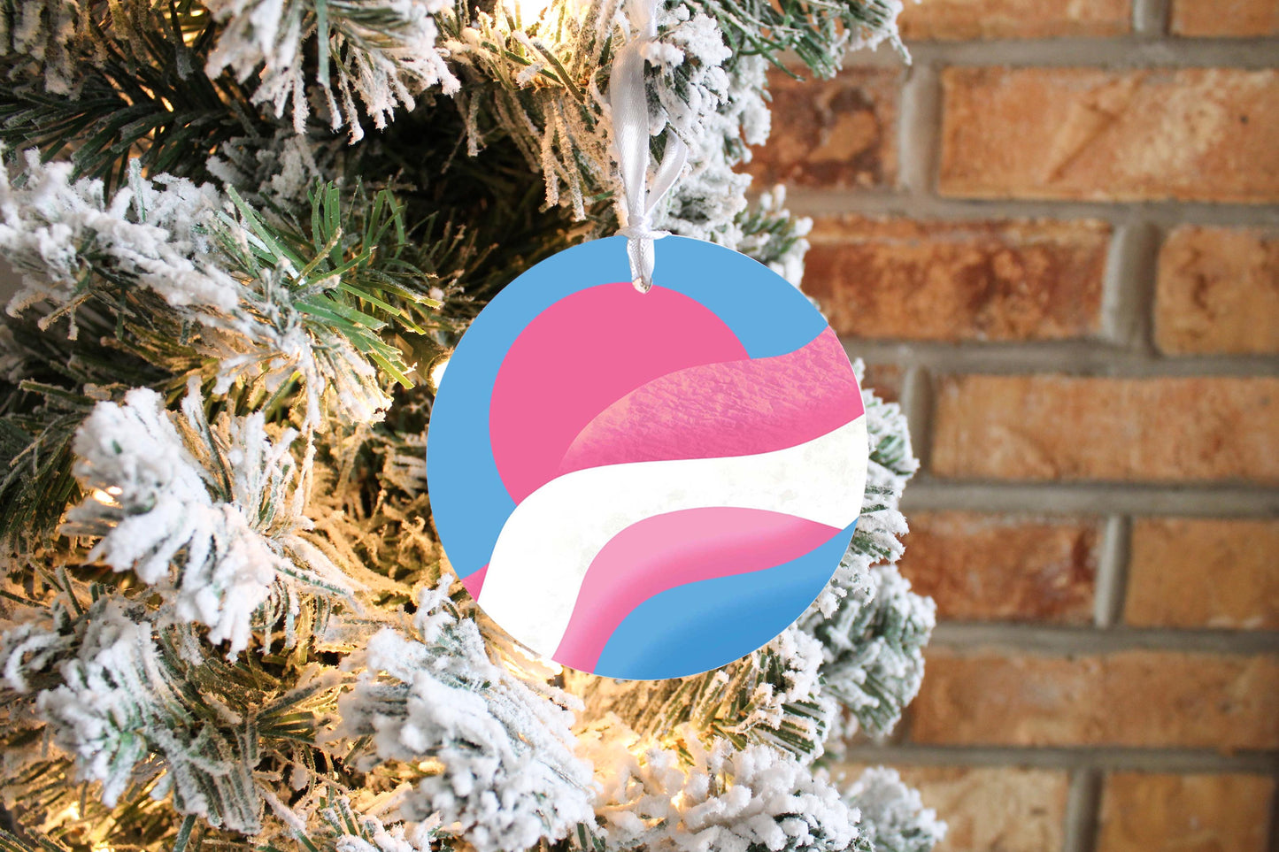 Transgender Vintage Pride Moon Waves| Wood Ornament | Eaches | Min 6