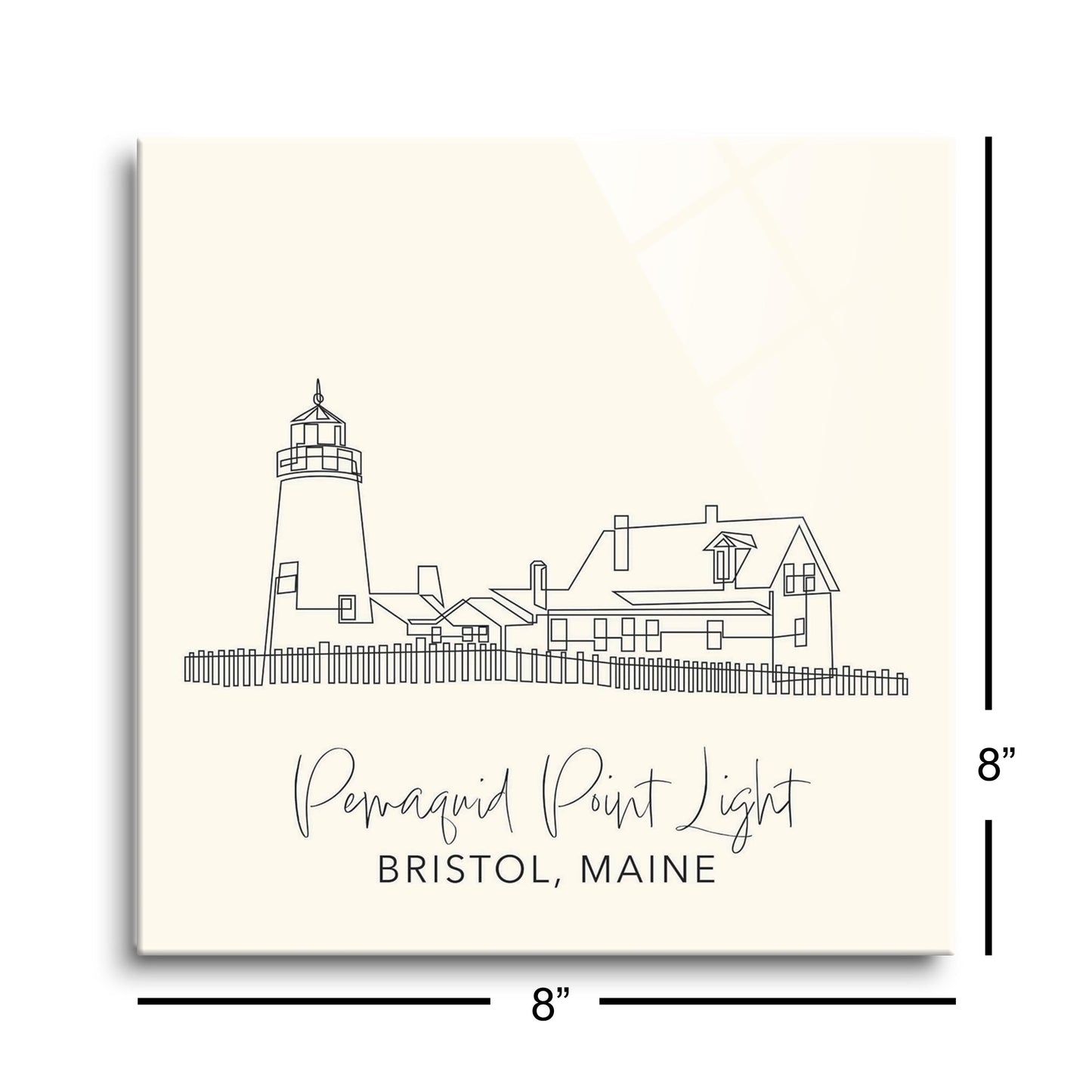 Cream Pemaquid Point Light | Hi-Def Glass Art | Eaches | Min 2