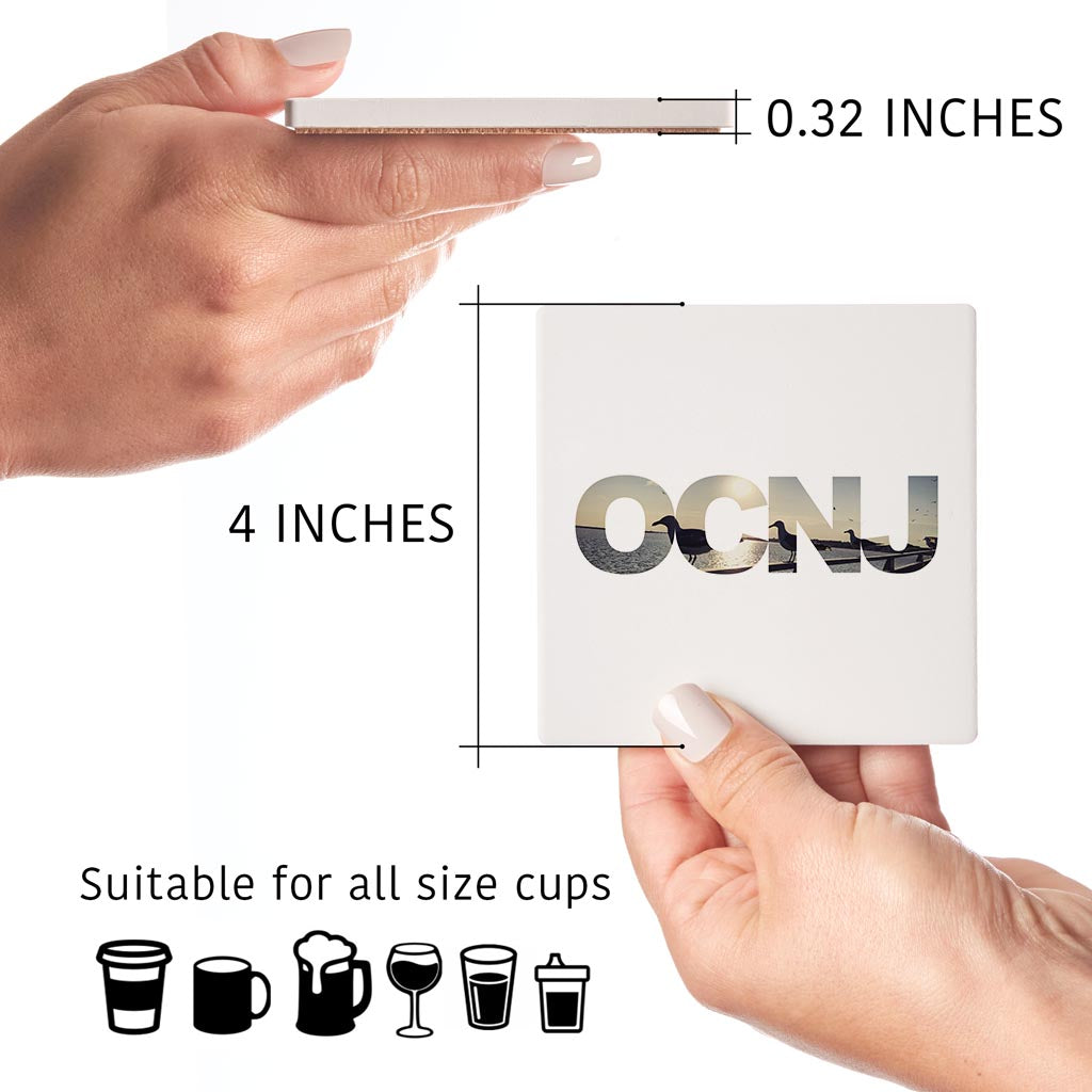 OCNJ Photo With Text | Absorbent Coasters | Set of 4 | Min 2