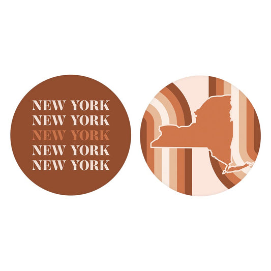 Modern Minimalist New York Shape Ny Dark| Absorbent Car Coasters | Set of 2 | Min 4