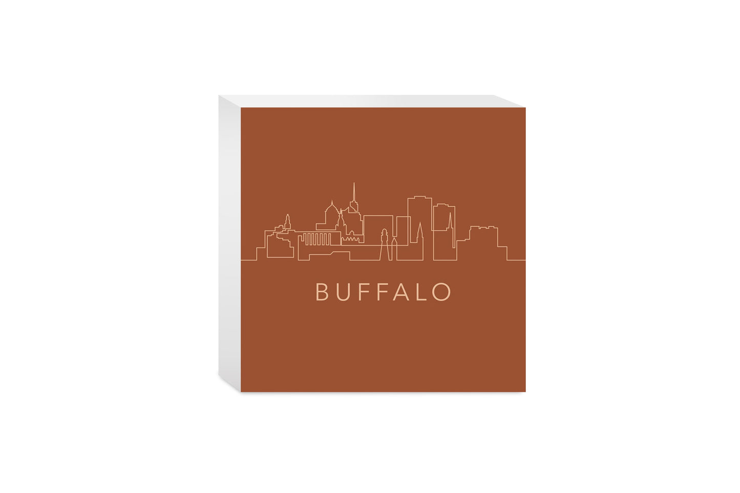 Modern Minimalist New York Buffalo Skyline | Wood Block | Eaches | Min 4
