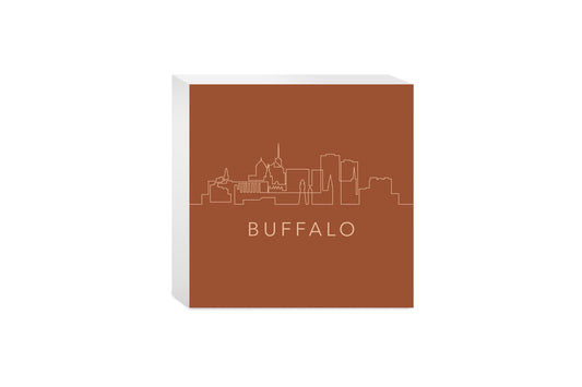 Modern Minimalist New York Buffalo Skyline | Wood Block | Eaches | Min 4