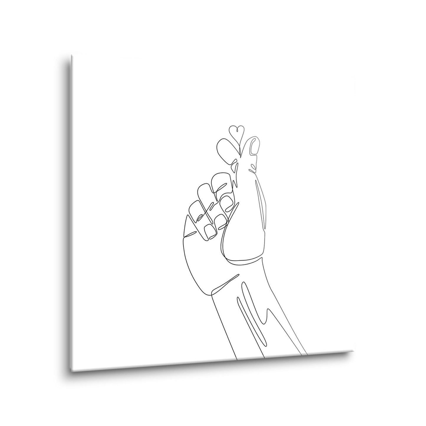 Tiny Heart Hand Sign Line Drawing | Hi-Def Glass Art | Eaches | Min 1