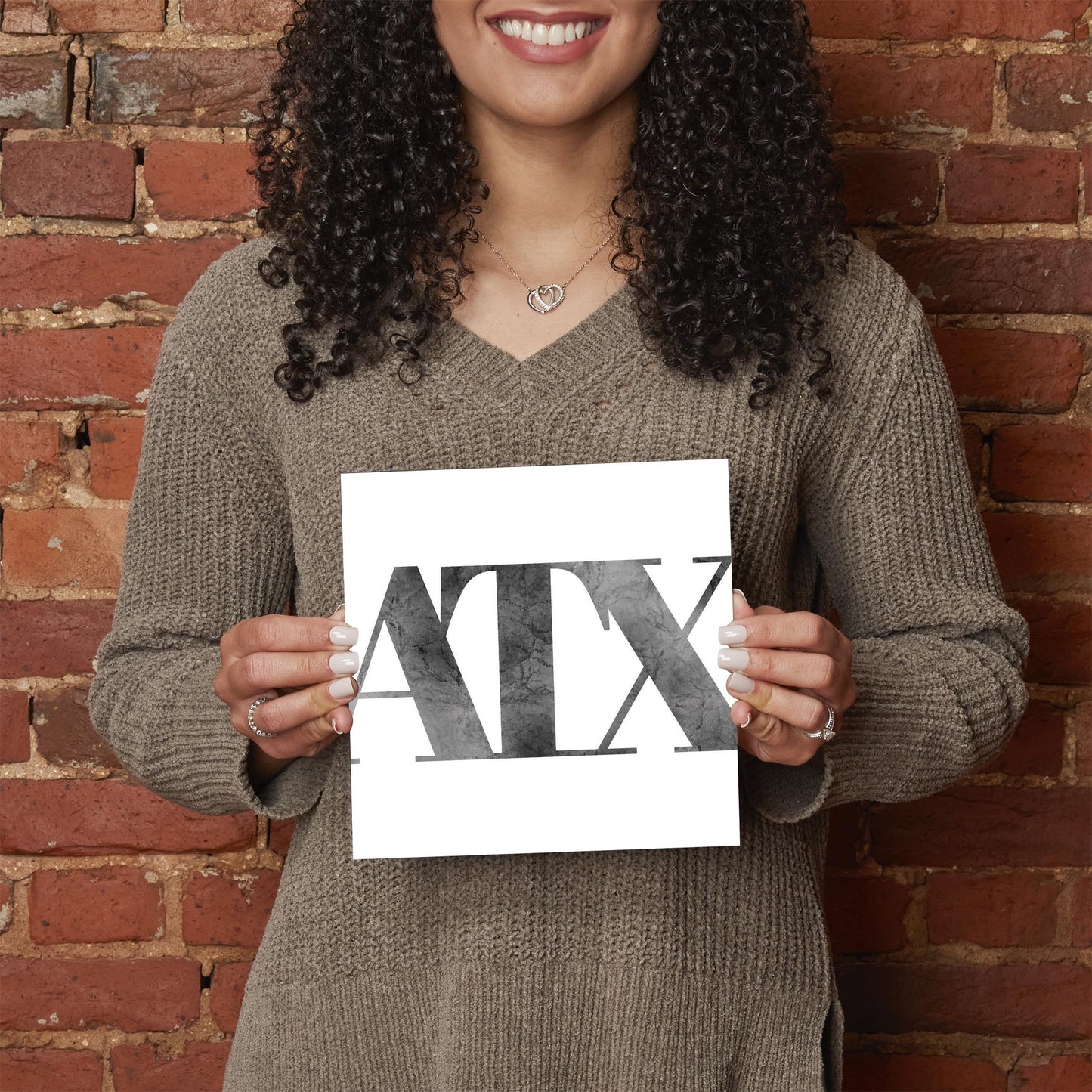 Minimalistic B&W Texas Austin White Initials | Hi-Def Glass Art | Eaches | Min 2